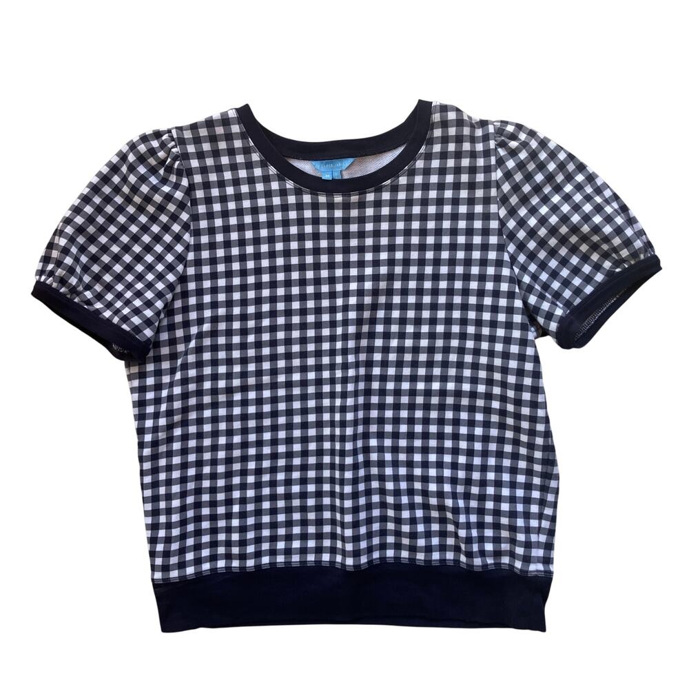 Draper James Black and White Gingham Short Sleeve Tee